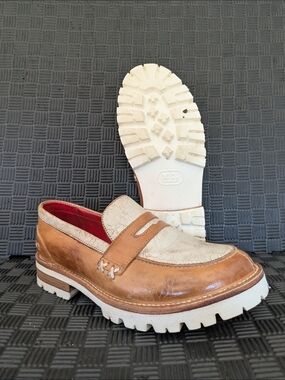 Bed Stu Reina III Tan Rustic Nectar Lux $275 Leather Loafer Shoes Size 9